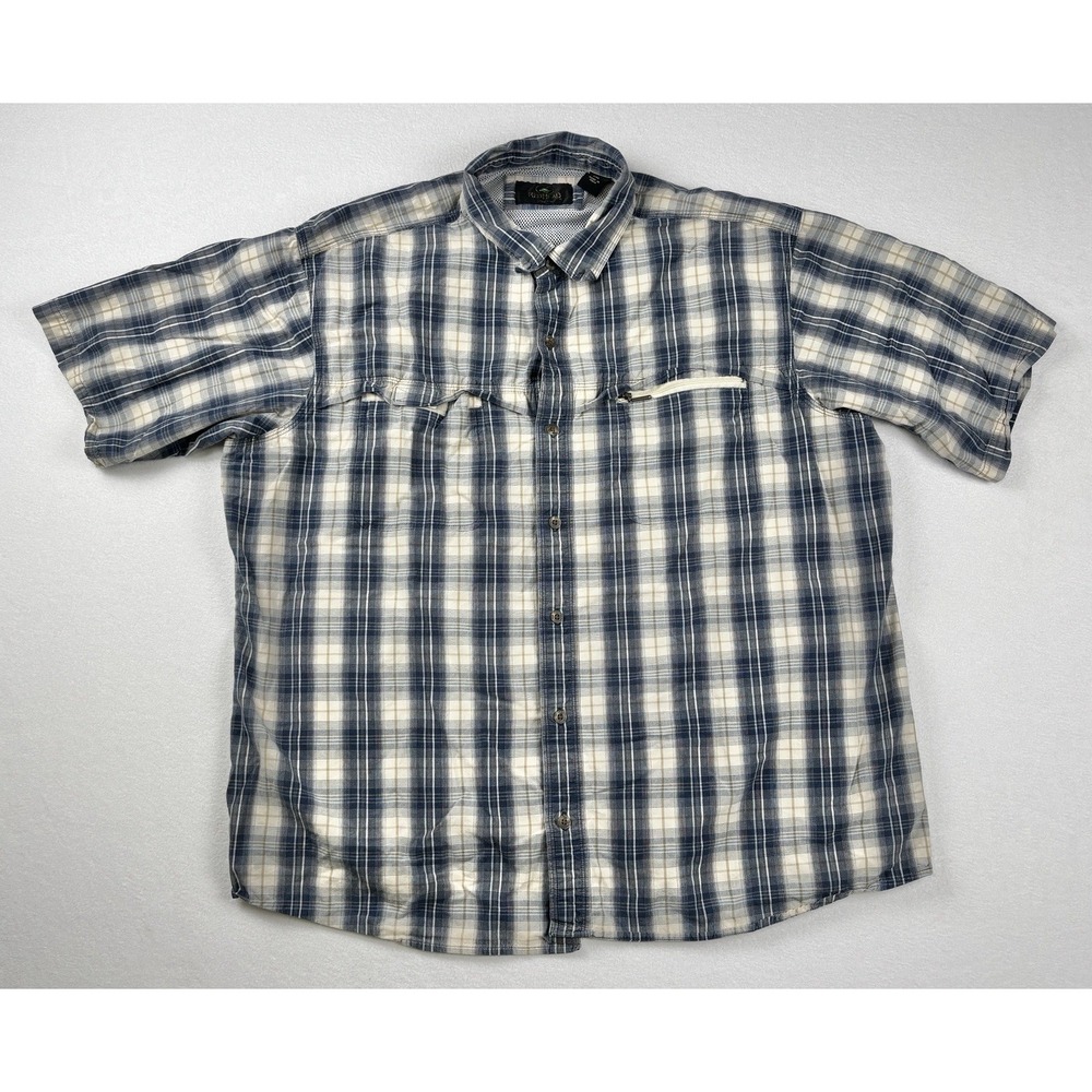 Redhead Men's 2XL Plaid Fishing Shirt Vented Mesh‎ Lined Outdoor Short Sleeve